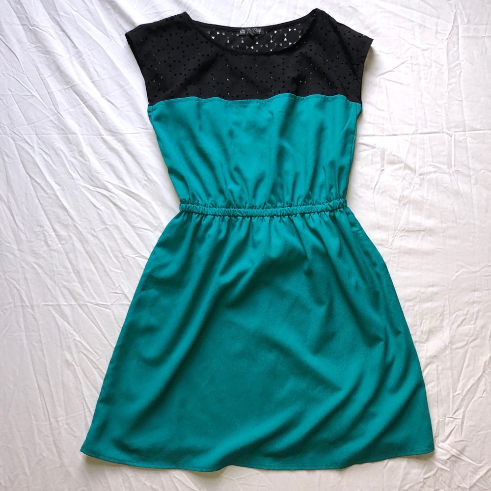 Teal and black girls BeBop dress